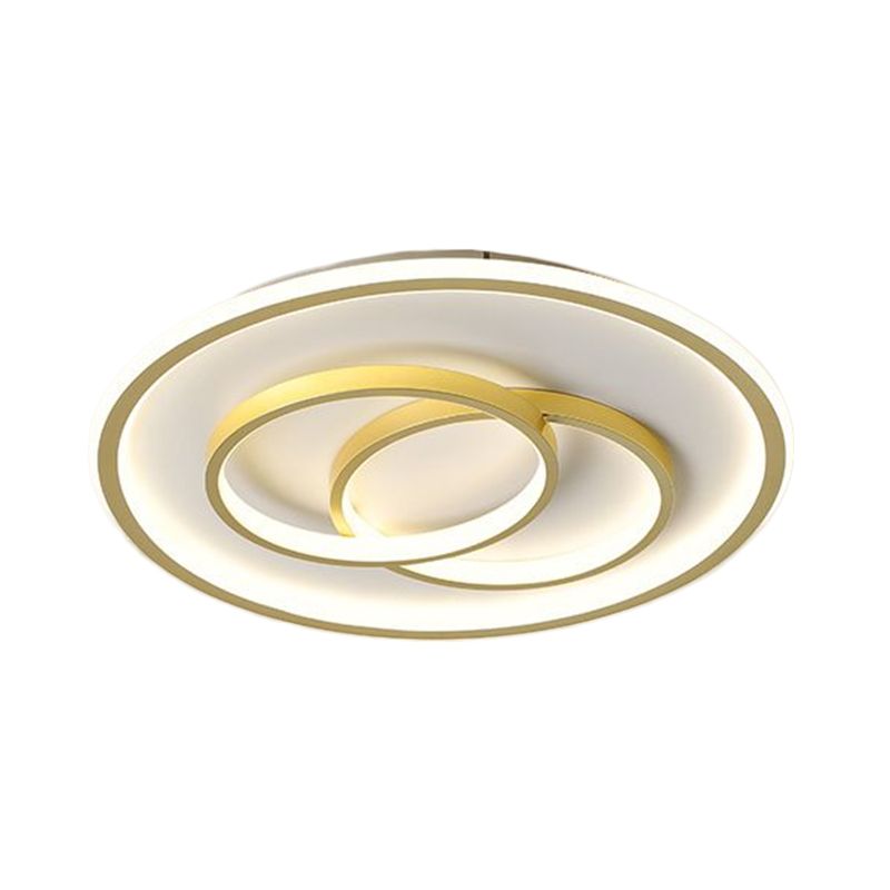 Metallic Crossed Ring Ceiling Fixture Contemporary Black/Gold LED Flush Mount Lighting in Warm/White Light, 16.5"/20.5" W