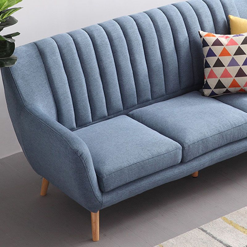 Fabric Sofa with Pillow Sewn Back and Flared Arm for Living Room