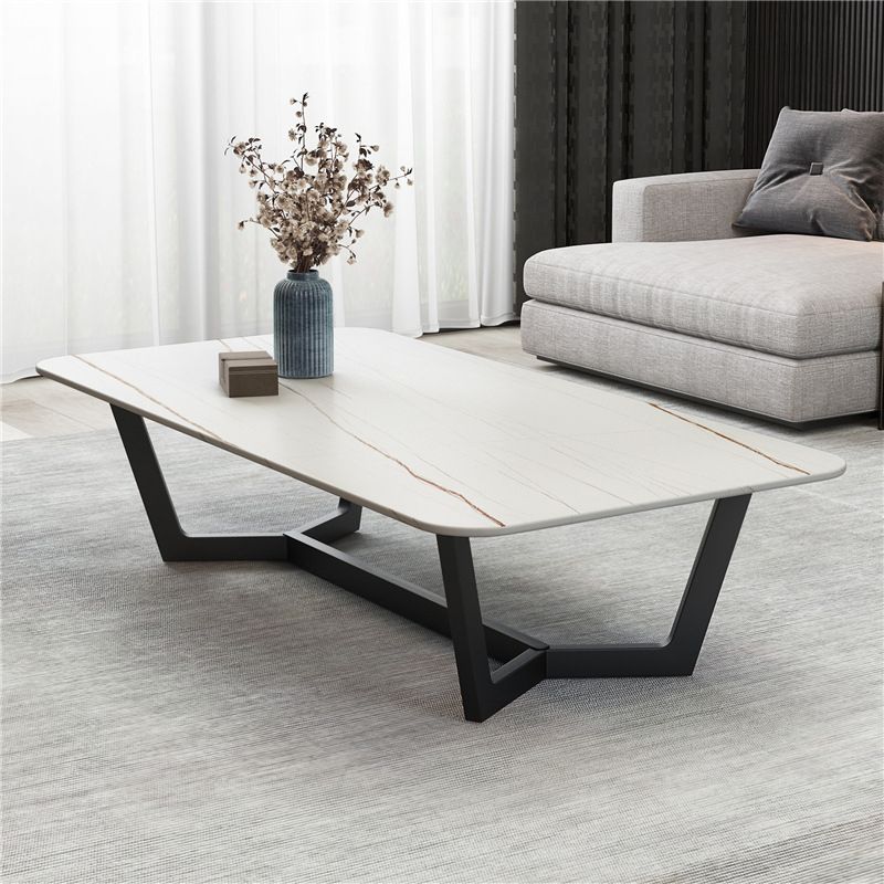 Trestle 1 Single Coffee Table 17.7" H Rectangular Slate Cocktail Table
