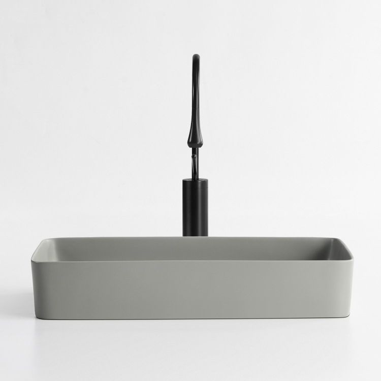 Modern Bathroom Sink Porcelain Rectangular with Pop-Up Drain Vessel Lavatory Sink