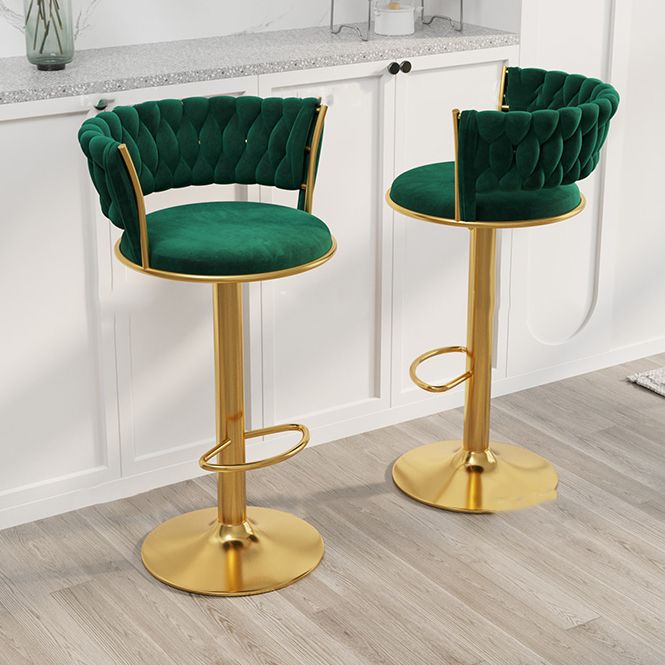 Modern Style Adjustable Backrest Counter Stool with Gold Base and Leather Cushion