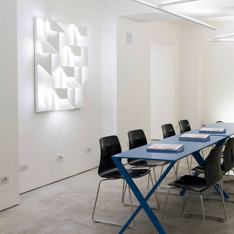 Modern Rectangle LED Wall Mount in Mate White Finish Geometric Wall Lighting