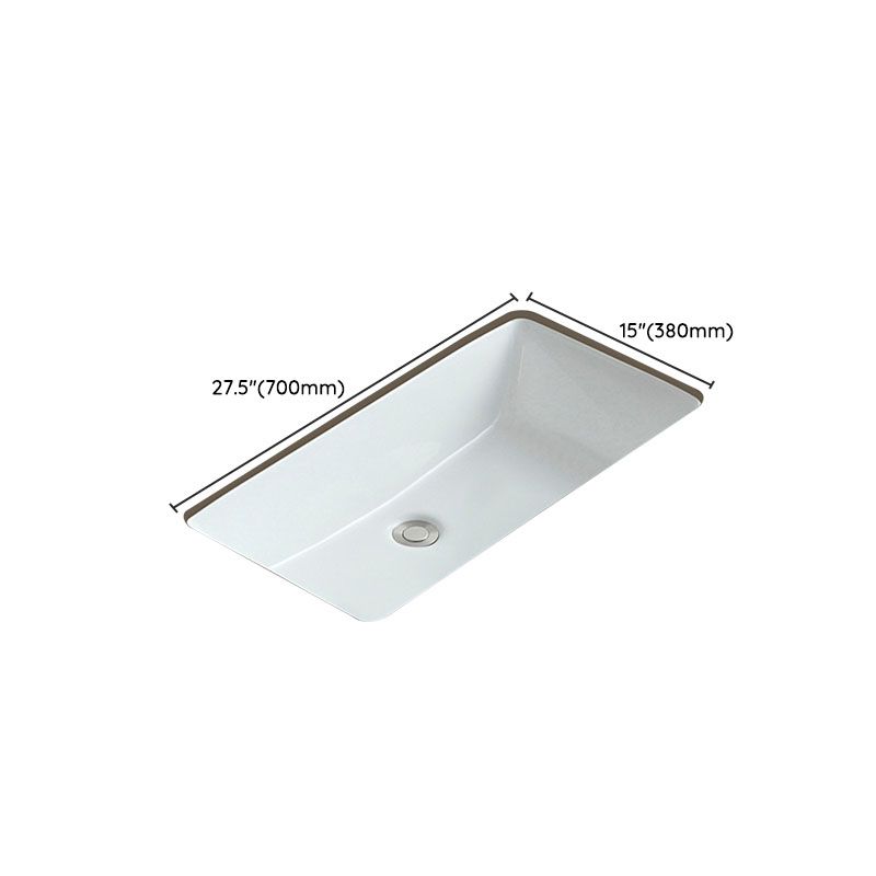 Traditional Undermount Bathroom Sink Porcelain with Overflow Basin Sink