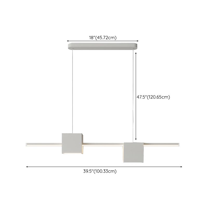 LED Island Light Modern White Island Hanging Light with Silica Gel Shade for Dining Room