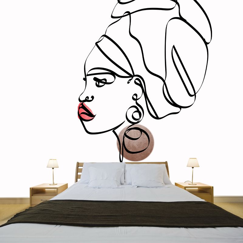 Line Art Wallpaper Environment Friendly Mildew Resistant Indoor Wall Mural
