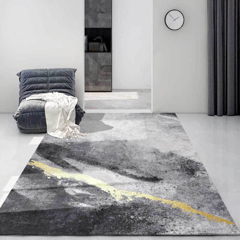 Black Modern Rug Polyester Graphic Indoor Rug Washable Area Rug for Home Decoration
