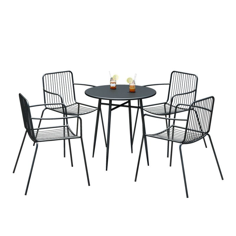 Modern Bistro Dining Table Set 1/3 Pcs Outdoor Round Metal Dining Table and Chairs