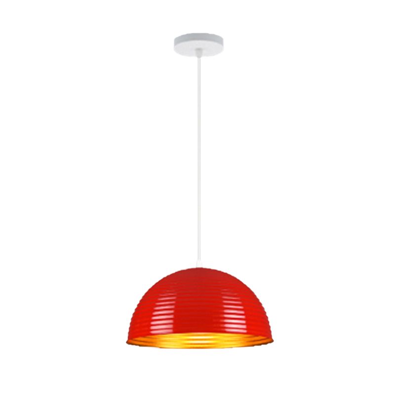 Luz colgante de tono de cúpula con luz de metal contemporáneo de metal rojo/amarillo/luz colgante, 12 "/16" /19.5 "de ancho