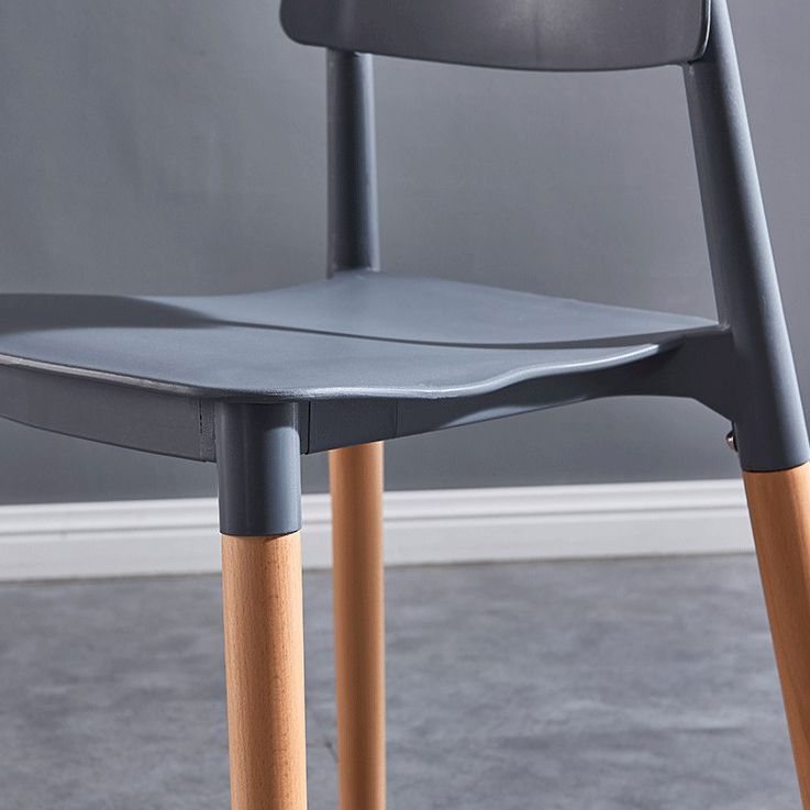 Modern Square Open Back Dining Chair Plastic Stackable Side Dining Chairs for Kitchen