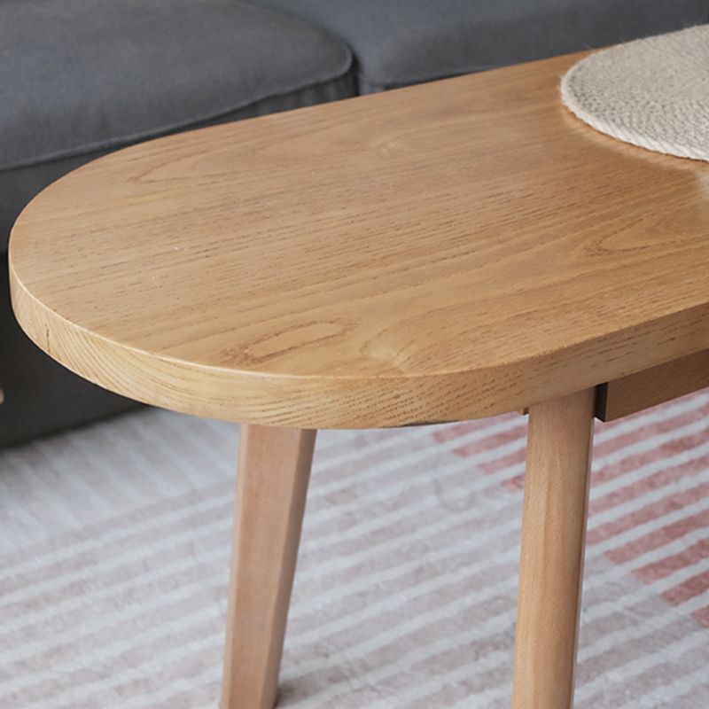 4 Legs Coffee Table Modern Brown Solid Wood Coffee Cocktail Table