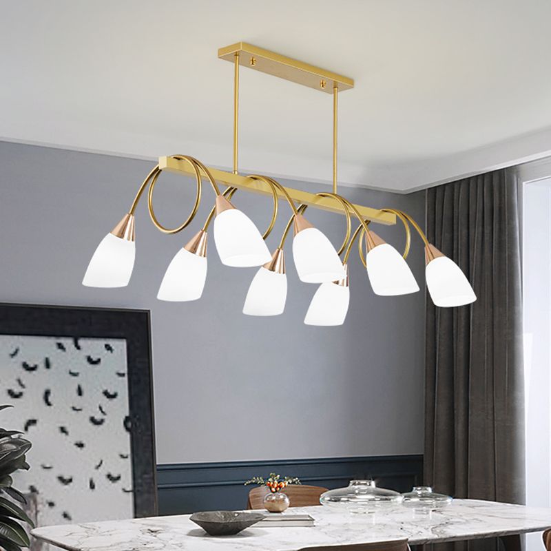 Tulip Shade Island Lamp Contemporary Milk Glass Restaurant Pendant Light Fixture