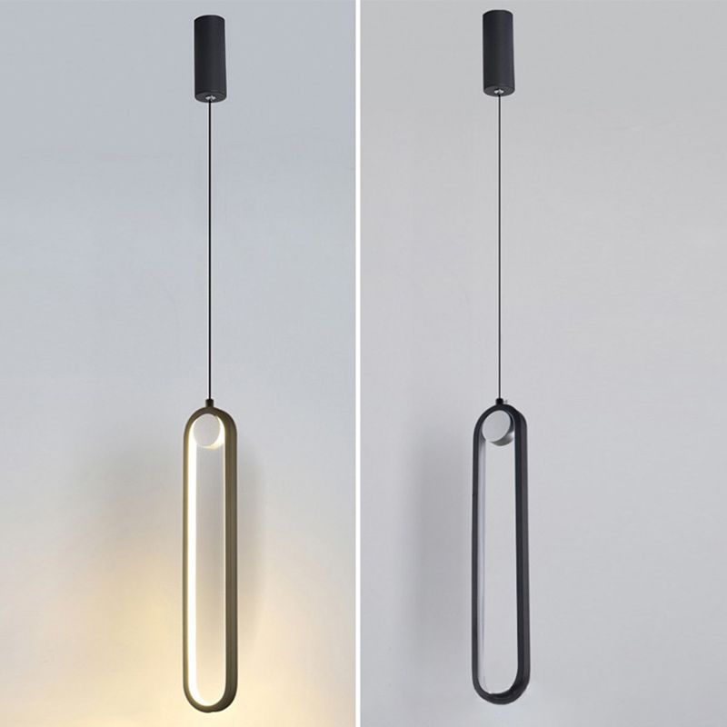 Elliptical Metal Shape Pendant Lamp Modern Minimalist 1 Light LED Hanging Lamp for Living Room