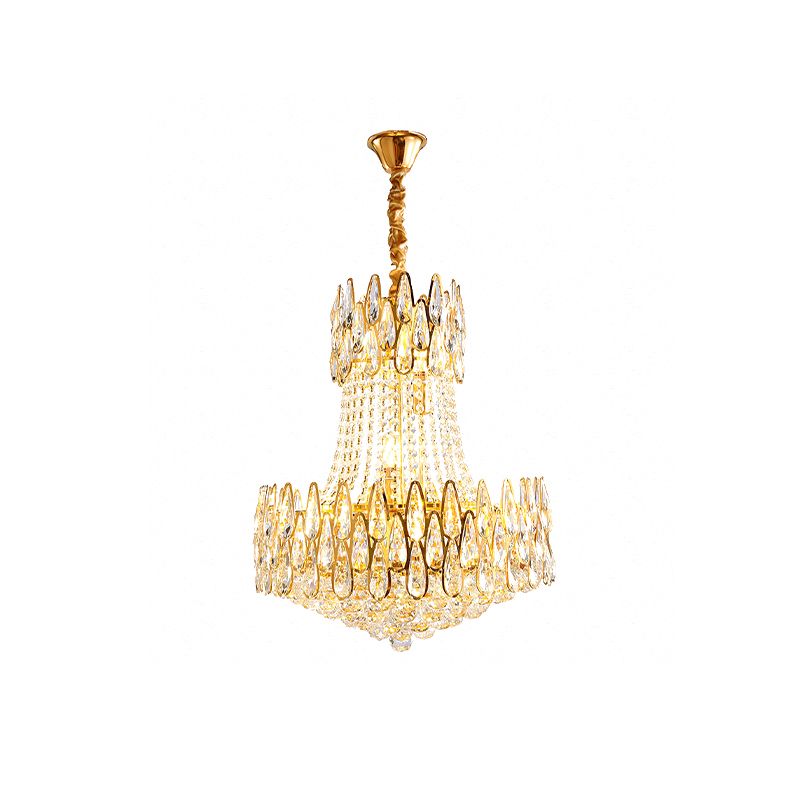 6 Lichter Kristall Kronleuchter moderner goldener goldener Wohnzimmer Decke Anhängerlampe