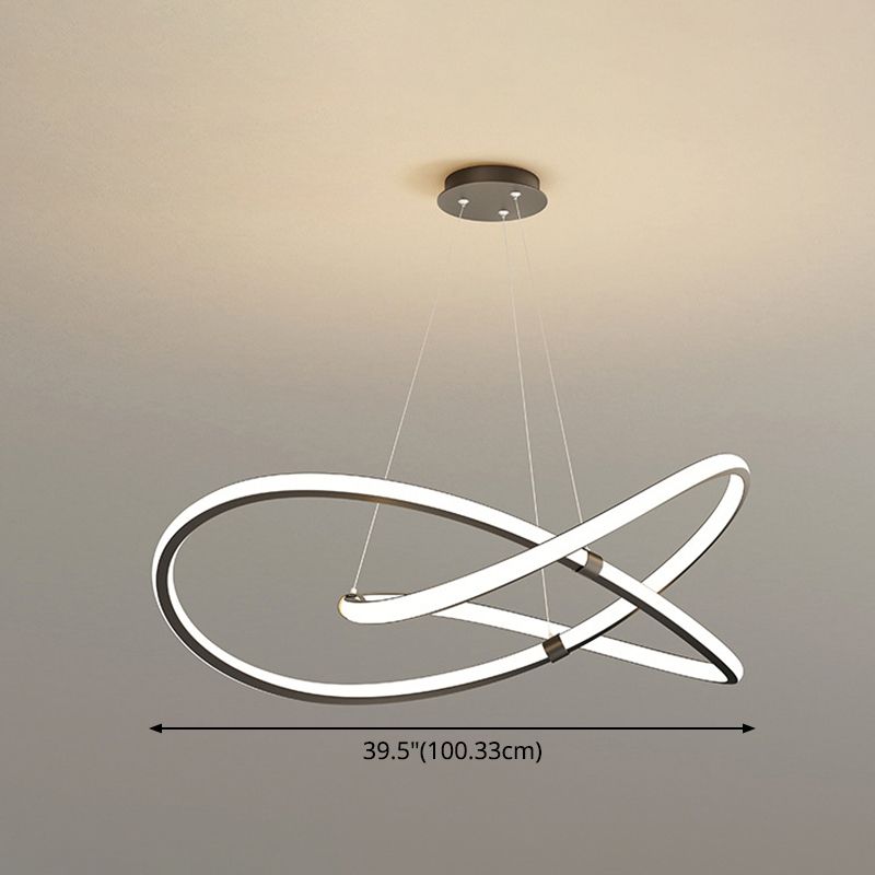 Ultra-modern Twist Chandelier Metal Pendant Light with Round Canopy  for Living Room