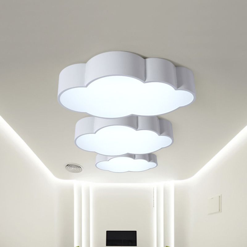 White/Red/Yellow Cloud Flush Ceiling Light Kids Acrylic Flush Mount Recessed Lighting for Kindergarten