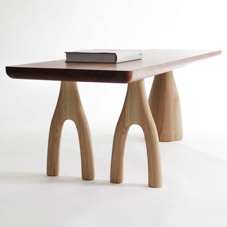 Pine Solid Wood Rectangle Table Modern Dining Table with 3 Legs for Restaurant