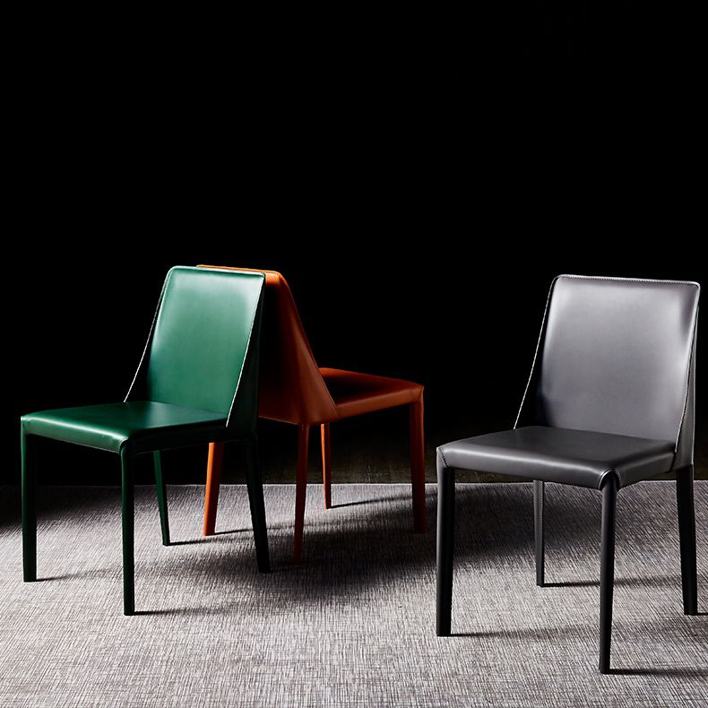 Chaise de maison en cuir de style design, finition mate, chaise d'appoint Parsons pour salle à manger