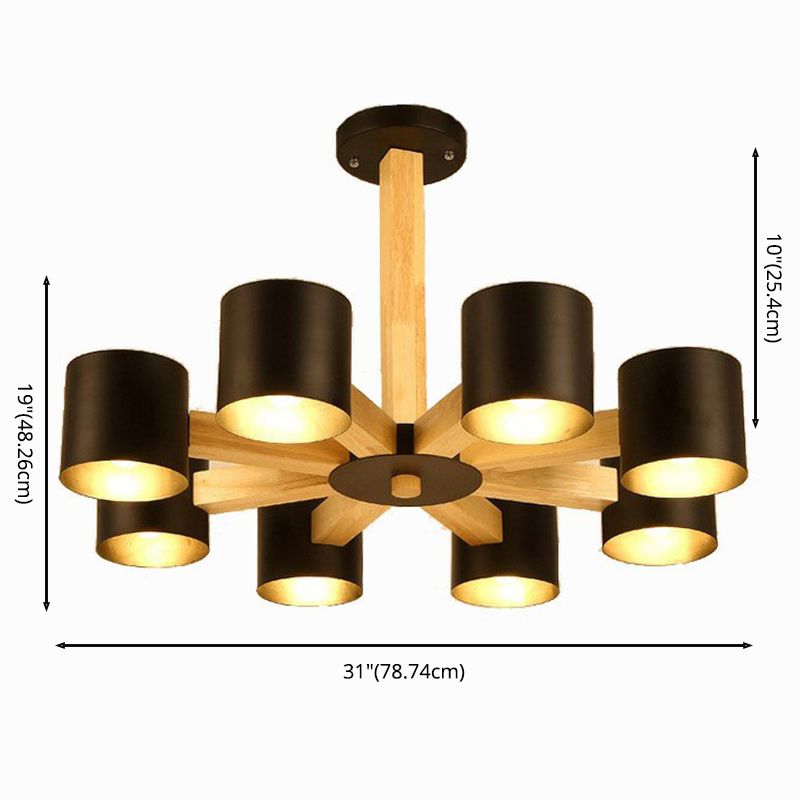 Metal Cylinder Chandelier Pendant Light Simple Style Pendant Chandelier for Living Room