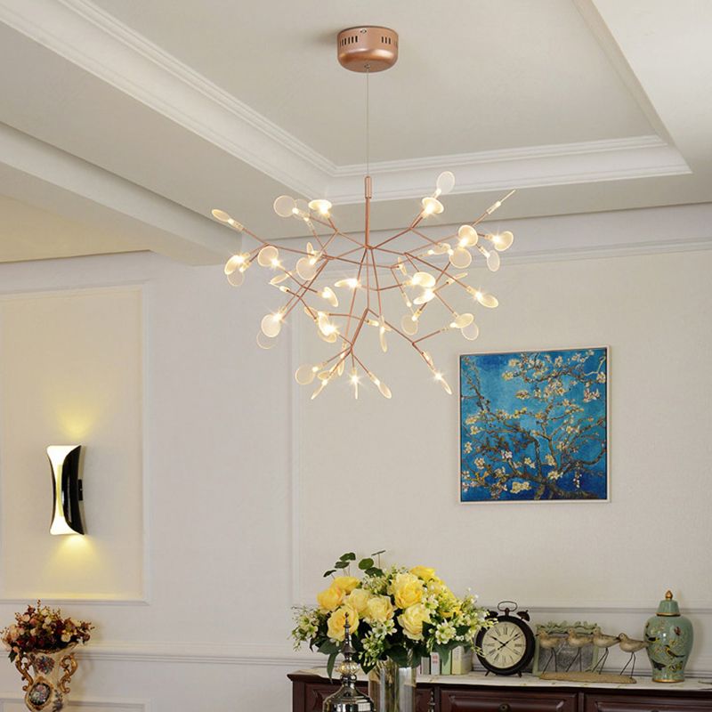 Luce a ciondolo a LED in oro acrilico nella moderna lampada appesa in acciaio inossidabile in acciaio inossidabile