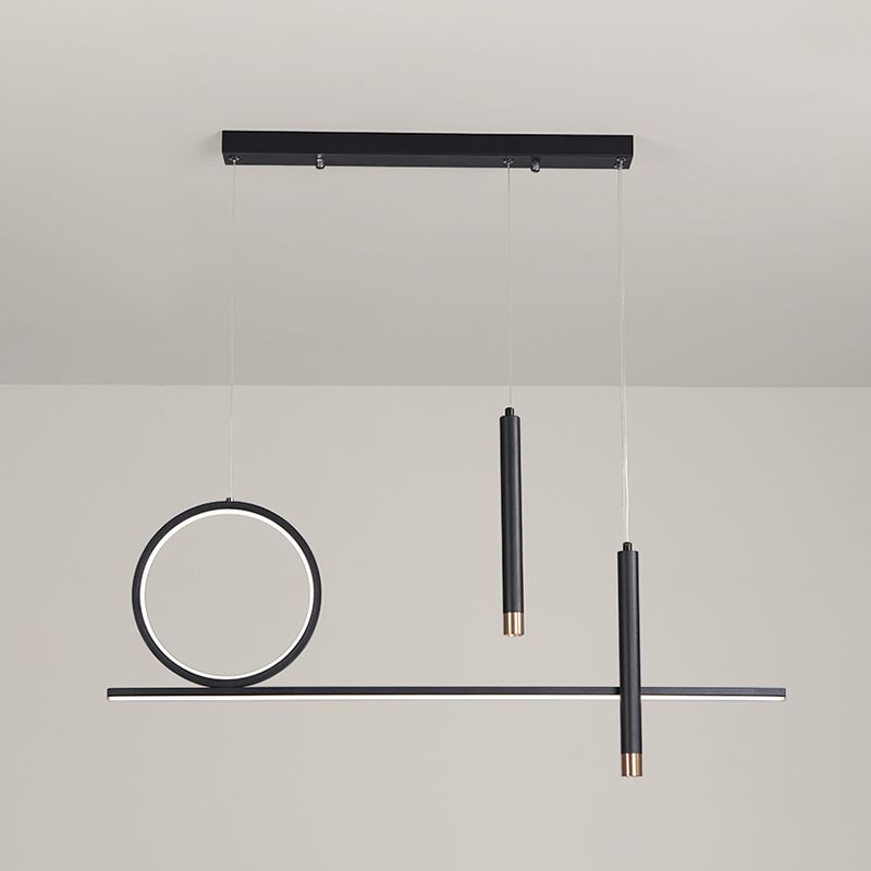 Black Metal Hanging Pendant Lights with Acrylic Shade Modern Island Lamps