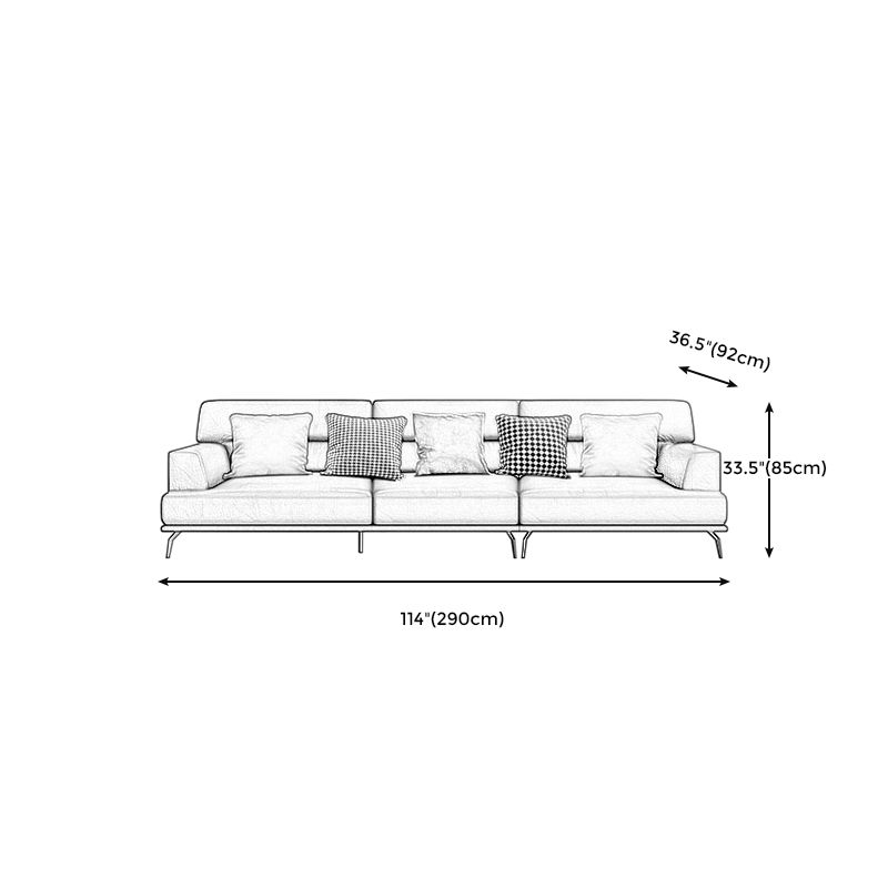 Stain Resistant Stationary Faux Leather Living Room Square Arm Standard Dark Gray Sofa