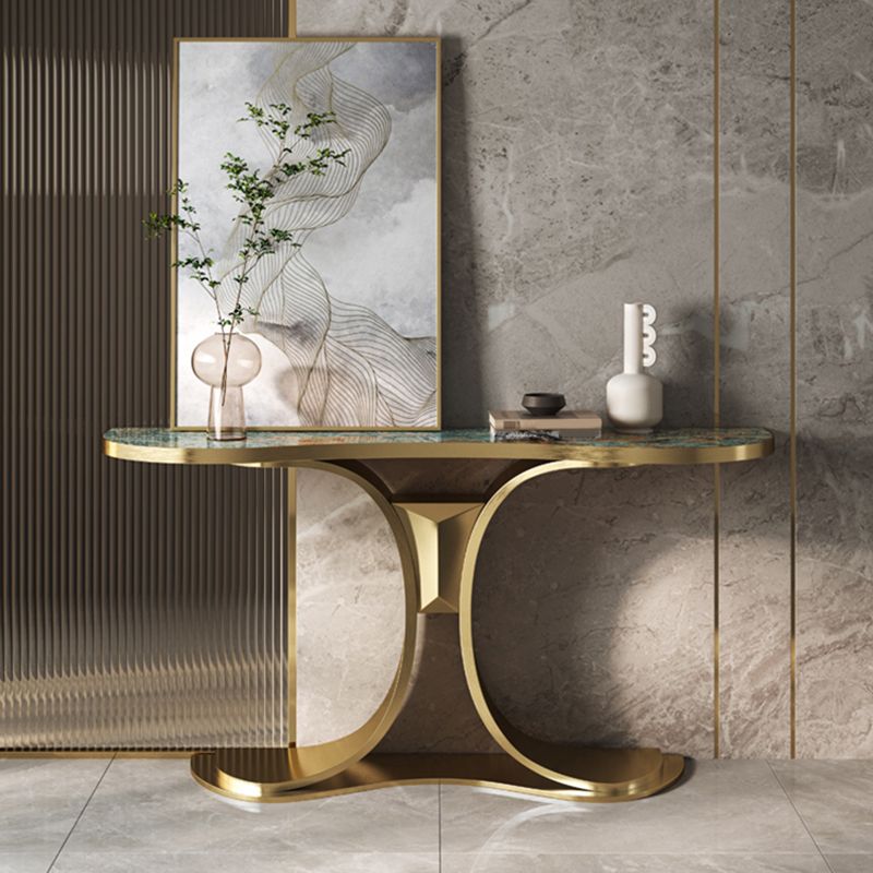 Glam Free Form Console Table with Stainless Steel Bracket for Hall