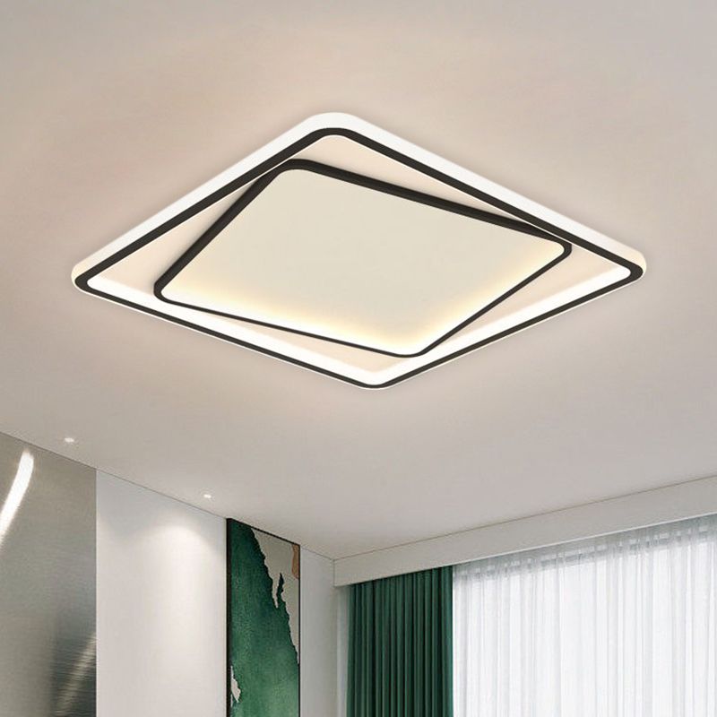 Plafonnier carré minimalisme en métal à LED pour chambre à coucher, éclairage encastré en noir, largeur de 16,5"/20,5" (la personnalisation sera de 7 jours)