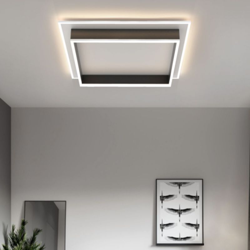 Square Flush Mount Modern Metal Flush Ceiling Light Fixture for Bedroom