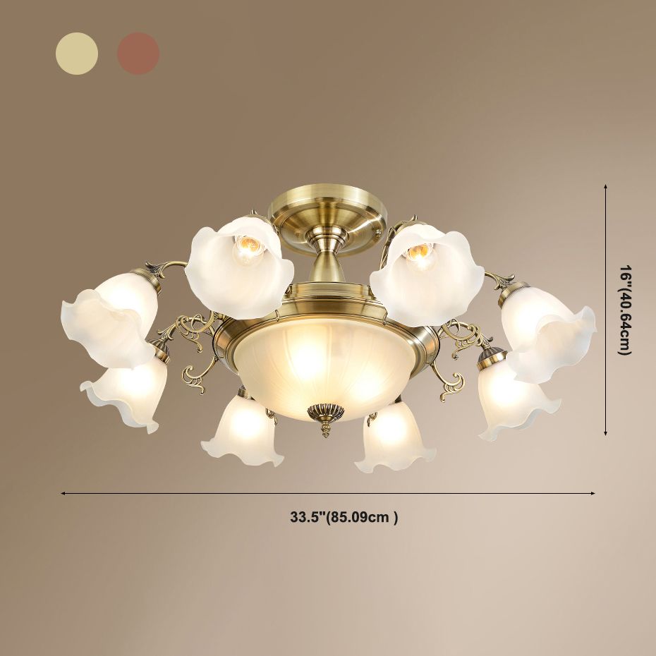 Retro Traditional Ceiling Lamp Glass Shade Flush Mount Light for Clothing Shop