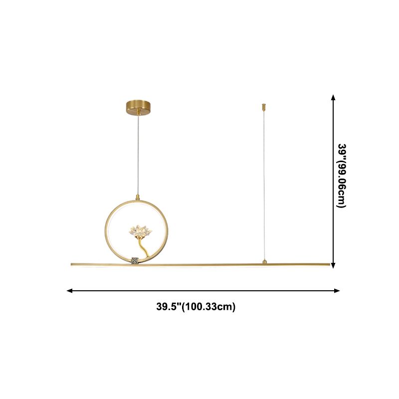 Luz de la isla lineal accesorios de metal moderno 2- Iluminación de la isla de la sala de té ligero