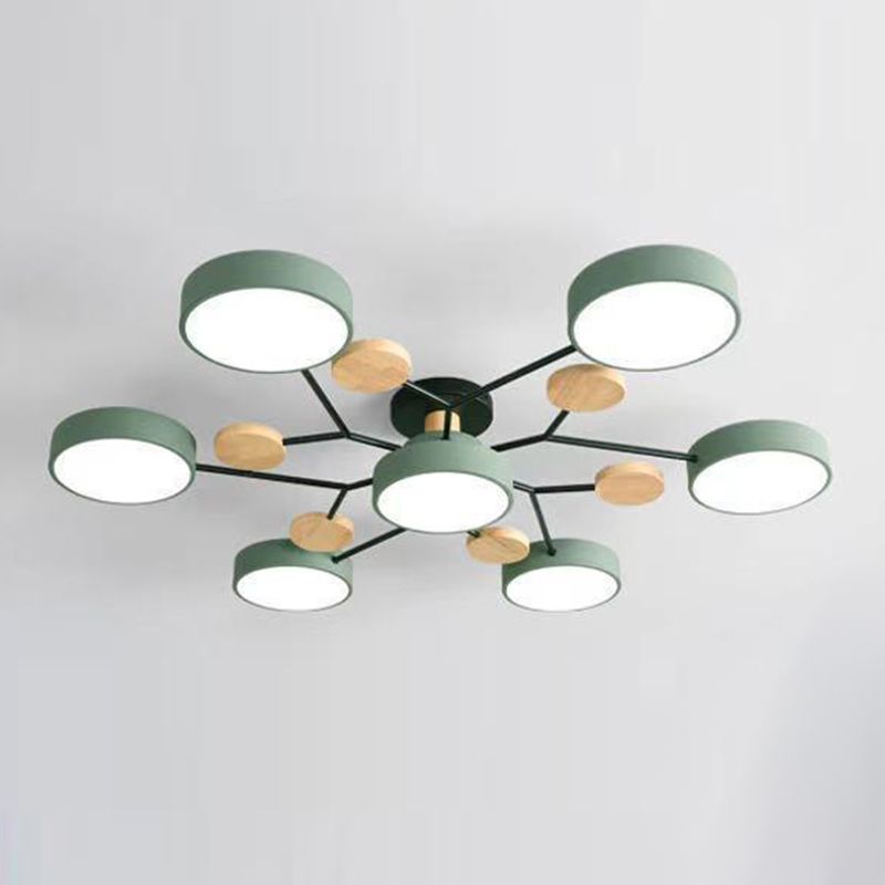 Macaron Molecular LED Ceiling Fixture Metal Living Room Semi Flush Mount Light