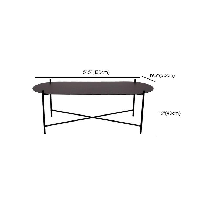 Elliptical Iron Cross Legs Coffee Cocktail Table in Black of 15.7" H