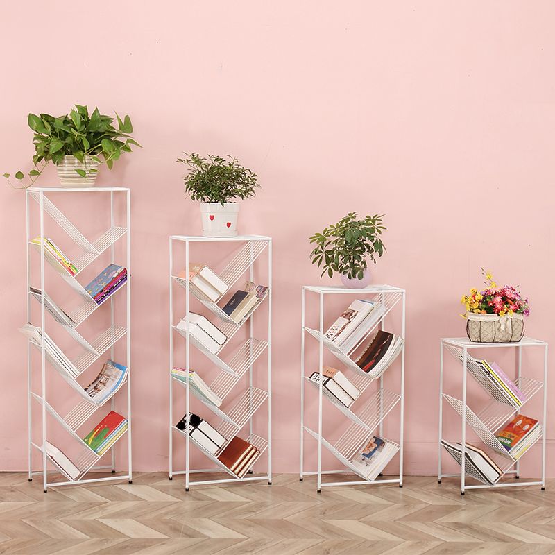9.84"W Bookshelf Contemporary Style White Bookcase for Home Office