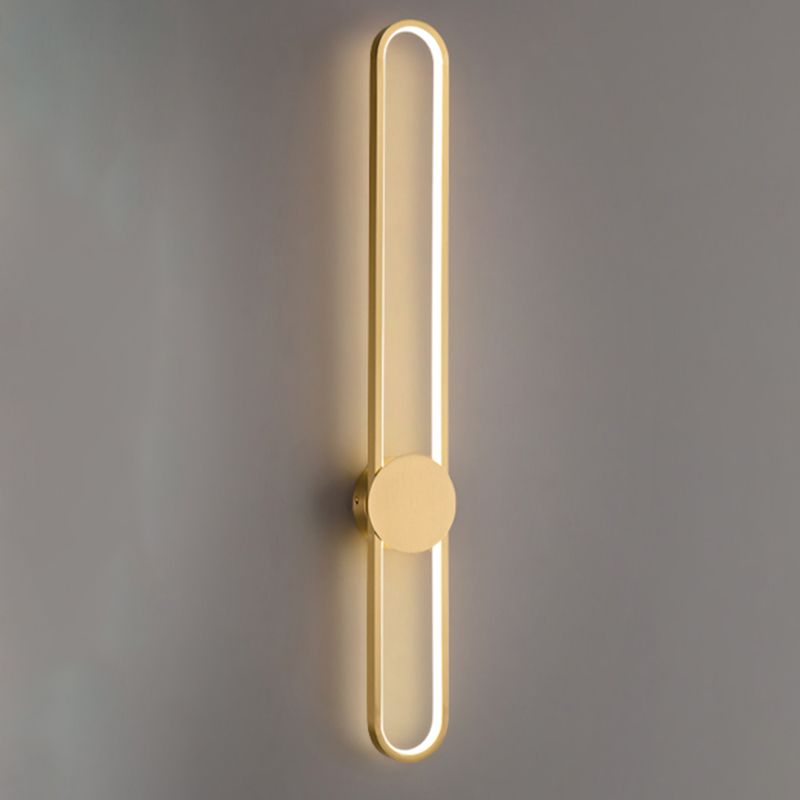 Nordic Style Brass Wall Light Linear Single Light LED Wall Sconce for Living Room