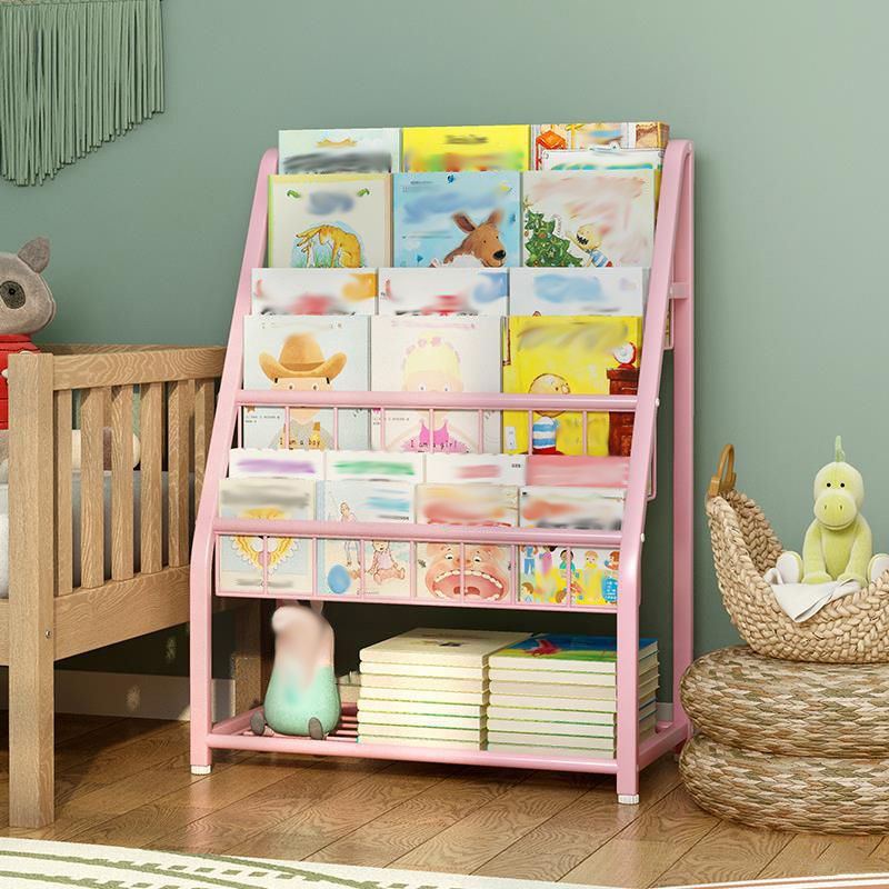 Scandinavian Ladder Bookshelf Metal Closed Back Bookcase with Shelves