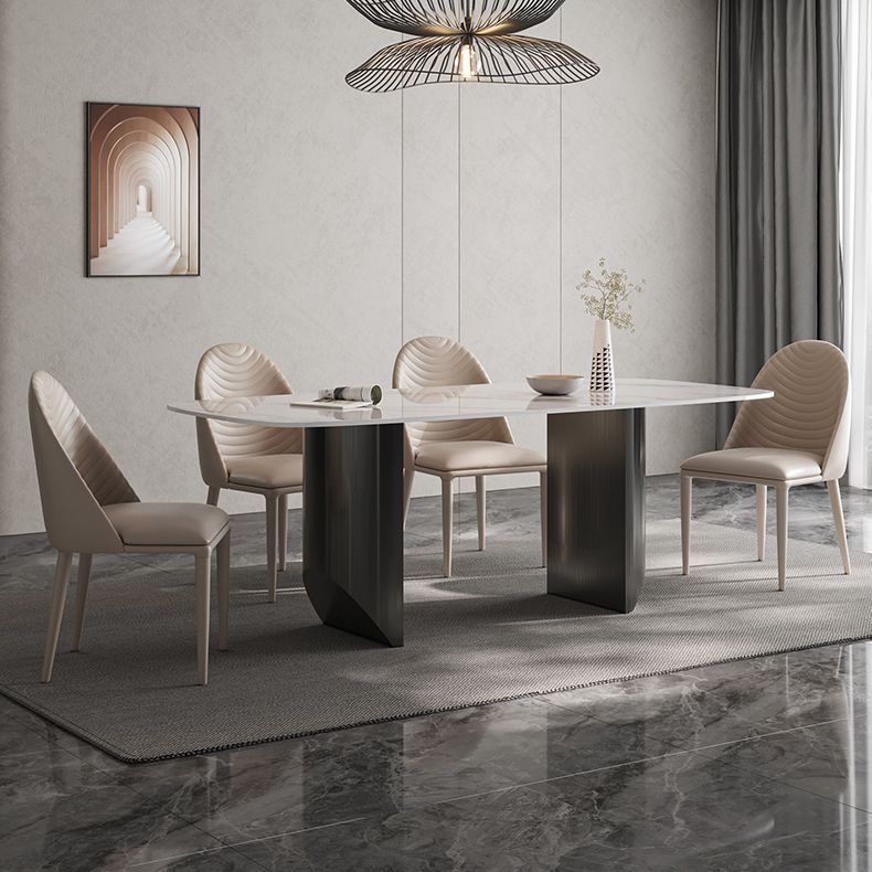 Luxury Double Pedestal Dining Table Sintered Stone Dining Room Desk