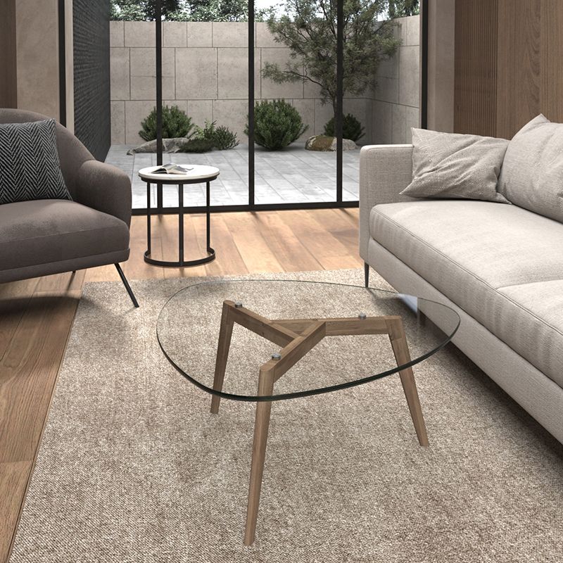 Modern 3 Legs Glass Coffee Table Triangle Coffee Table for Living Room