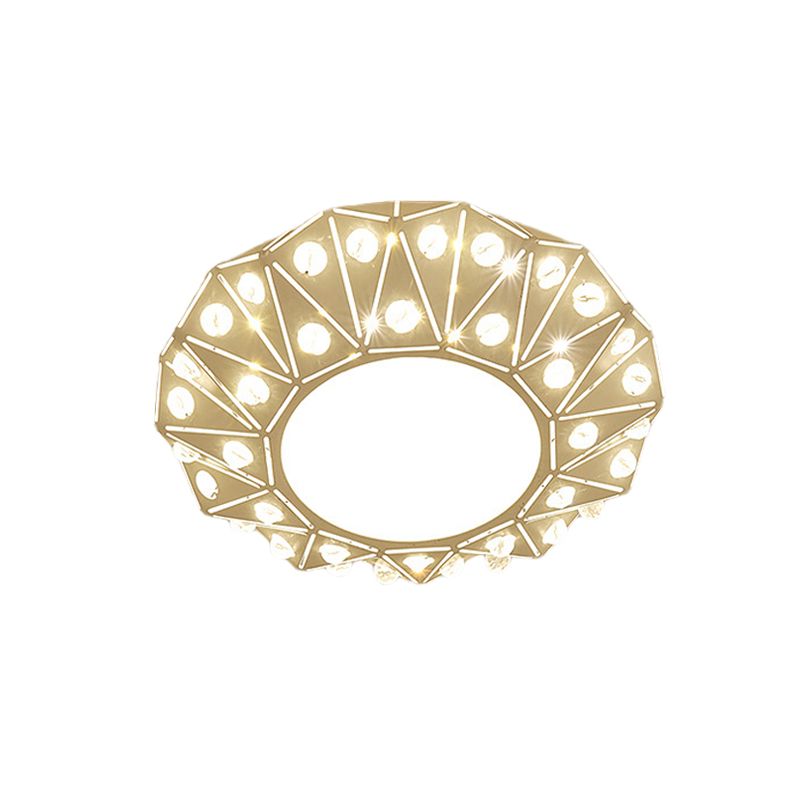 Cut Crystal Clear Ceiling Light Laser Cut Round Small Entryway LED Flush Mount Lighting Fixture