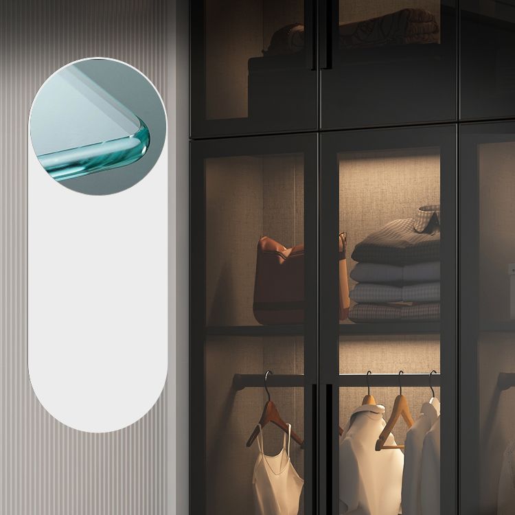 Contemporary Glass Wardrobe Soft Close Door Wardrobe Closet for Bedroom