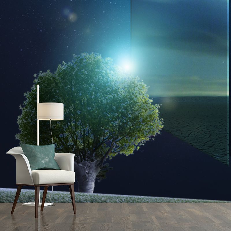 Photography Moon and Tree Murals Large Wall Art for Living Room, Customized Size