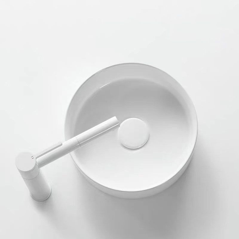 Modern Round Sink Ceramic Metal Undermount Bathroom Sink in White(Not Included Faucet)