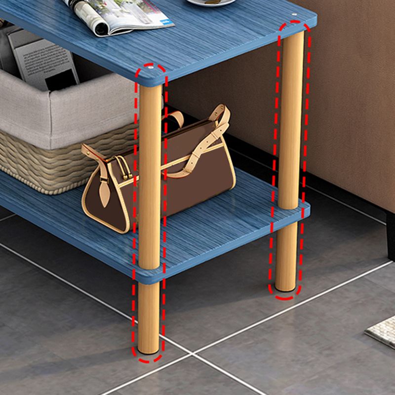 Wood 4 Legs End Table Modern Side End Snack Table with Shelf