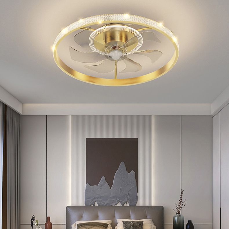 Ventola del soffitto della camera da letto circolare Luce in metallo moderno lampada a soffitto a sfioramento