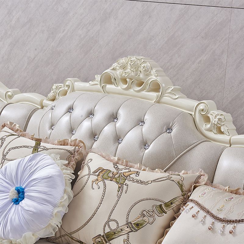 68" Wide French Country Sectional Sofa Leather Sleeper Sectional