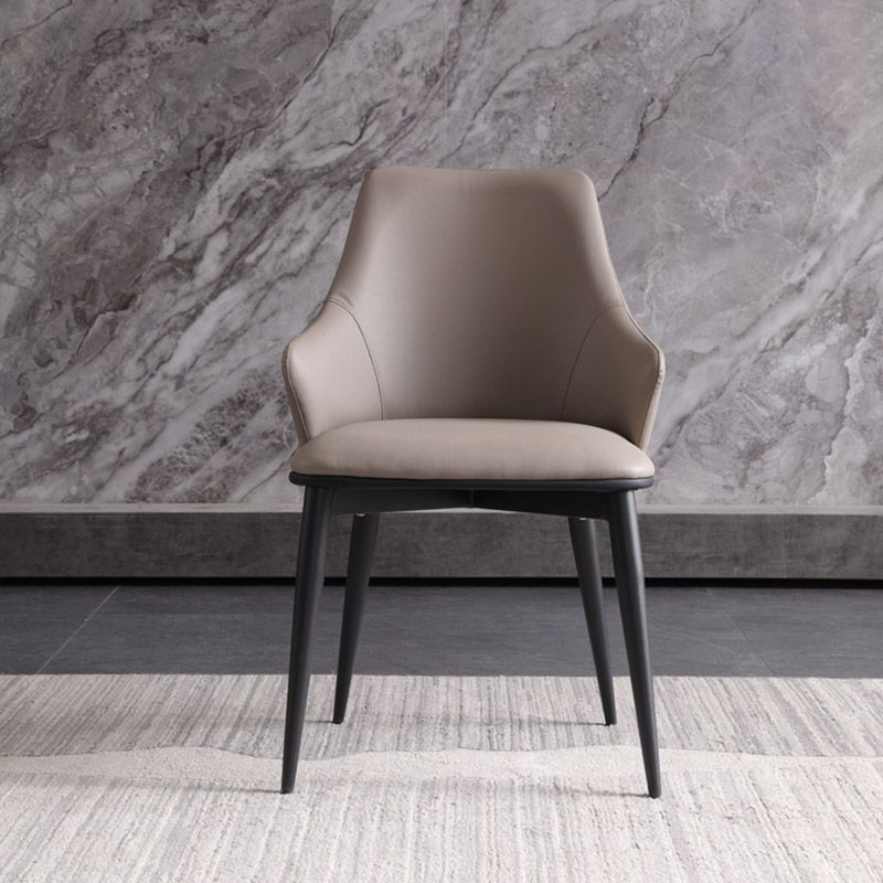 Industrial Style Arm Chair Metal Solid Back Dining Room Chair for Home