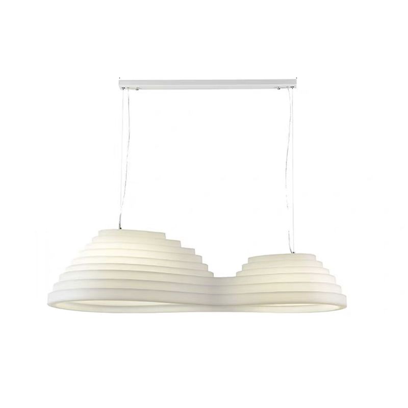 2 - Light Unique Kitchen Island Fixture in White Iron and Plastic Ceiling Pendant Light