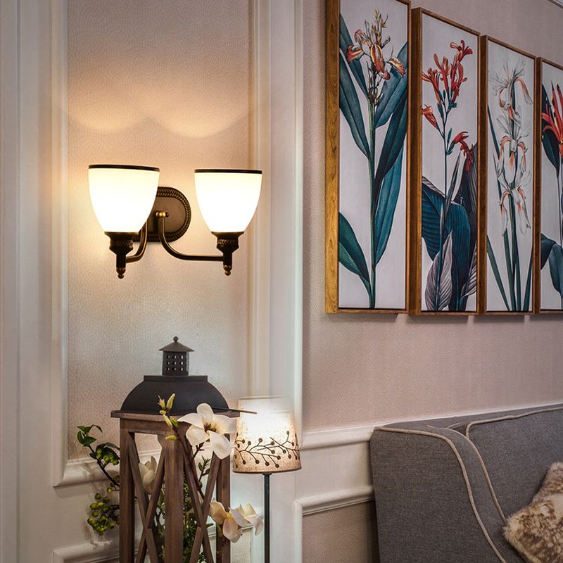 Contemporary Black 1/2-Light Wall Mounted Sconce Glass LED Statement Wall Light