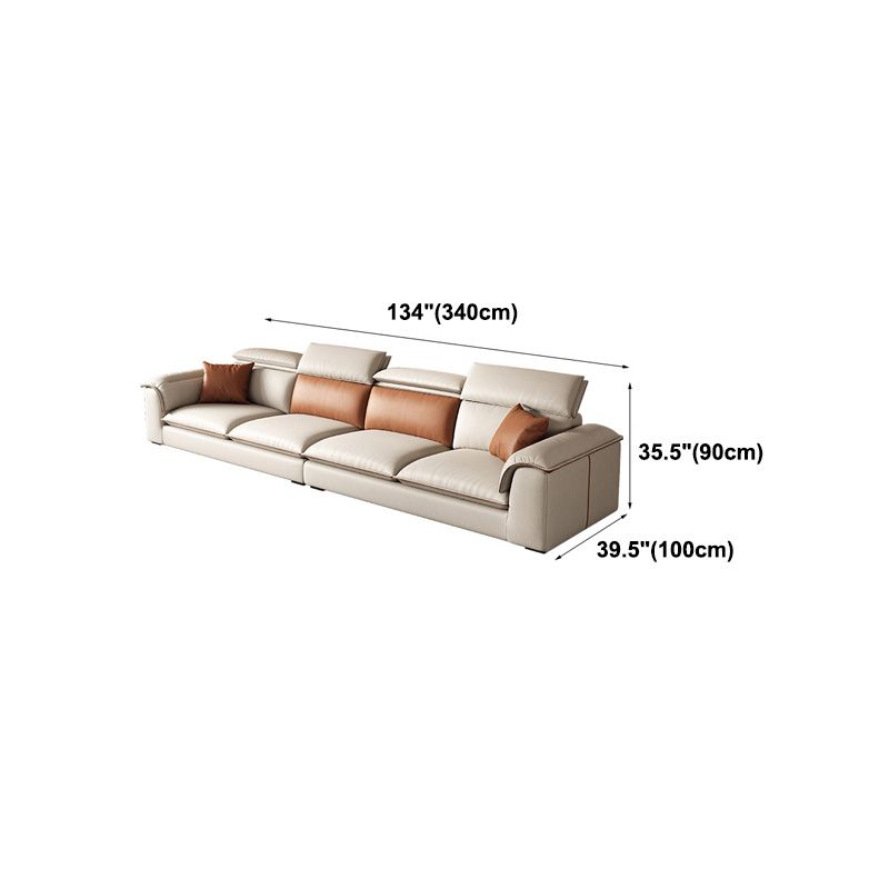 Beige Faux Leather Sectional Sofa Stain-Resistant Sofa for Living Room