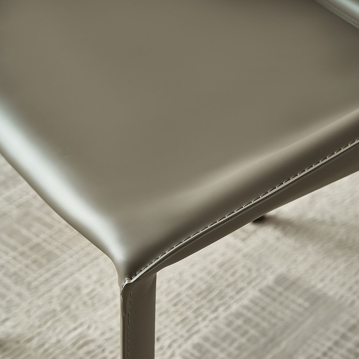 Modern Solid Back Side Chair with Faux Leather Legs Indoor Upholstered Dining Chair