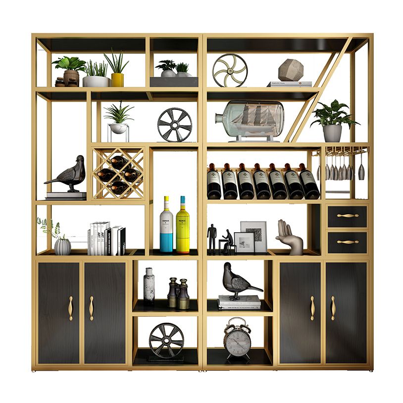 Luxury Floor Wine Glass Stemware Rack Holder Metal Wine Shelf in Gold